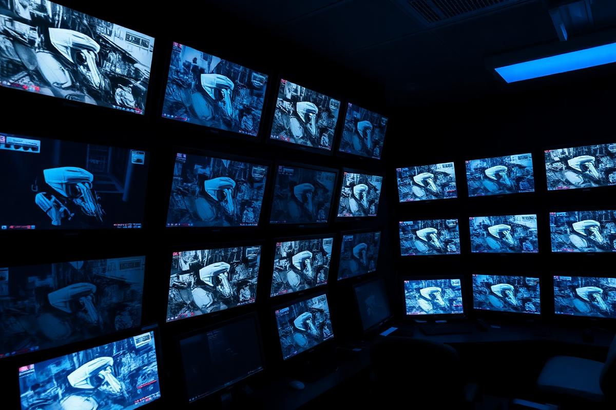 Central de monitoramento CFTV com múltiplas câmeras de segurança 24h